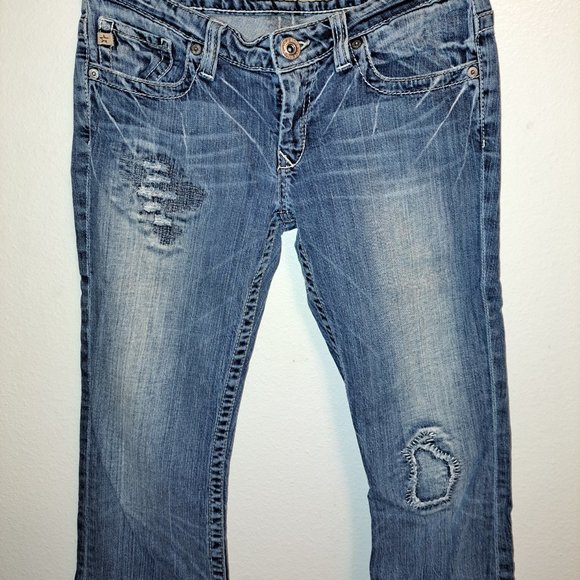 💥 Big Star Sweet Ultra-Low Rise Embroidered Flap Pocket Jeans 28R - Picture 2 of 16